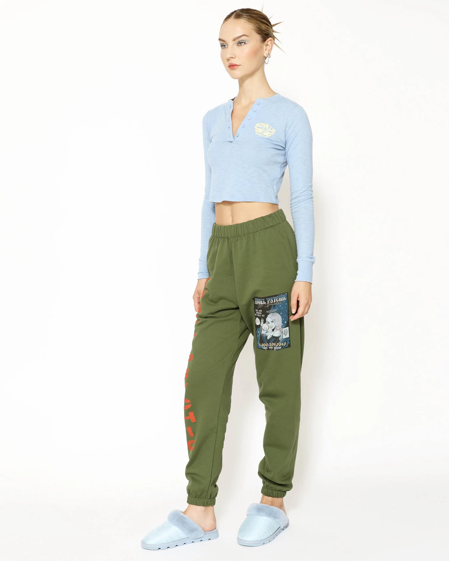 BOYS LIE X Misty Blue Crop Henley - Image 5