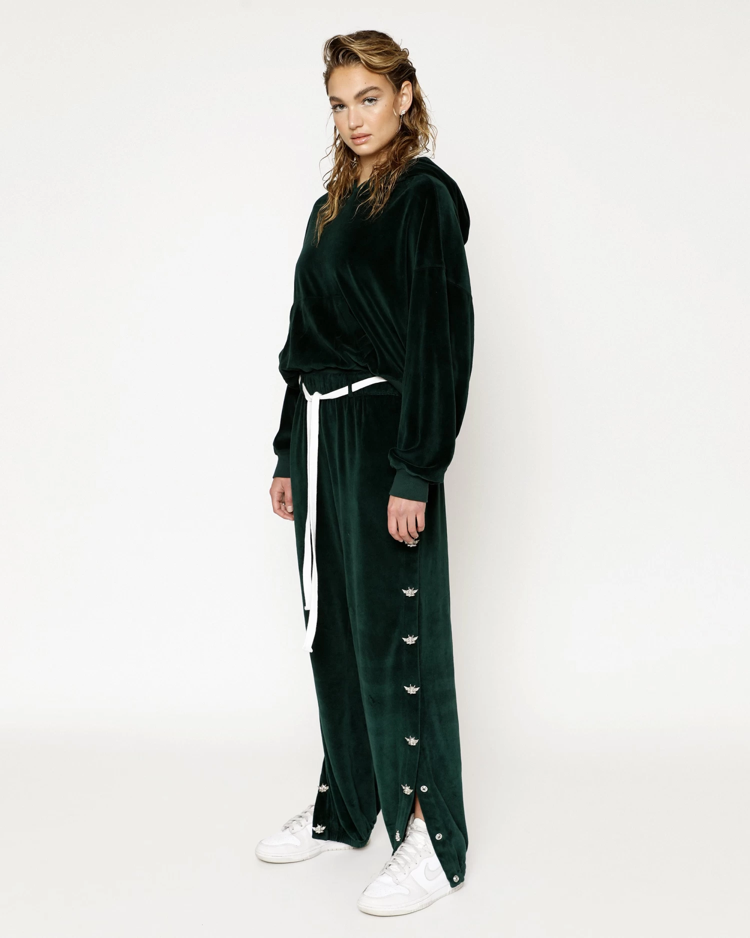 BOYS LIE X Green Velour Cropped Hoodie - Image 6