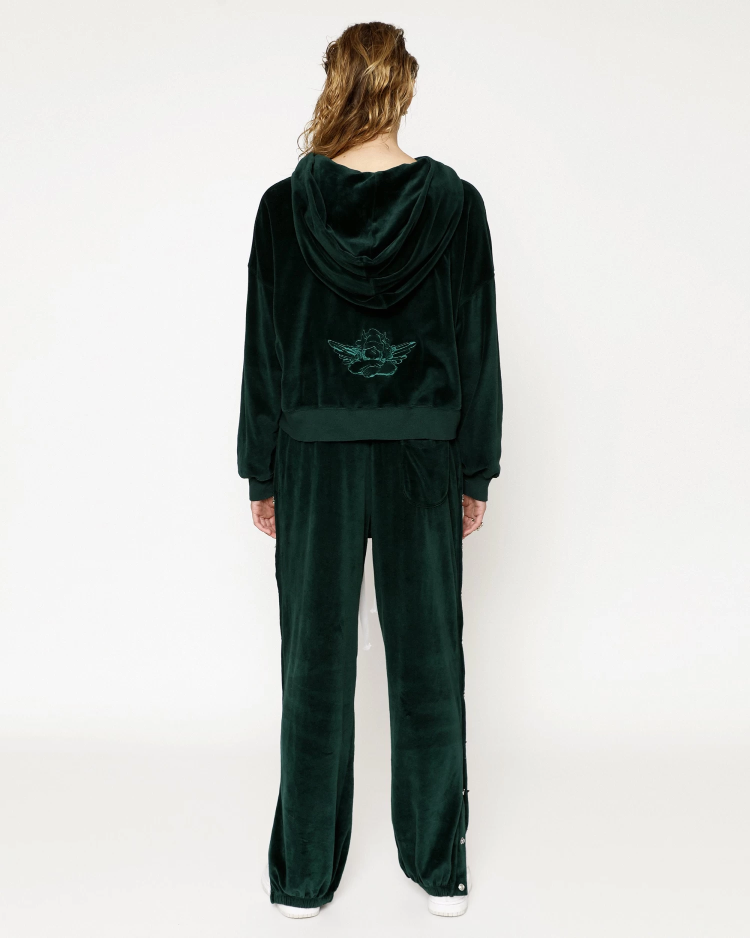 BOYS LIE X Green Velour Cropped Hoodie - Image 7