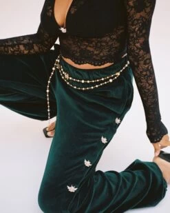 BOYS LIE X Green Oh Snap Velour Pants