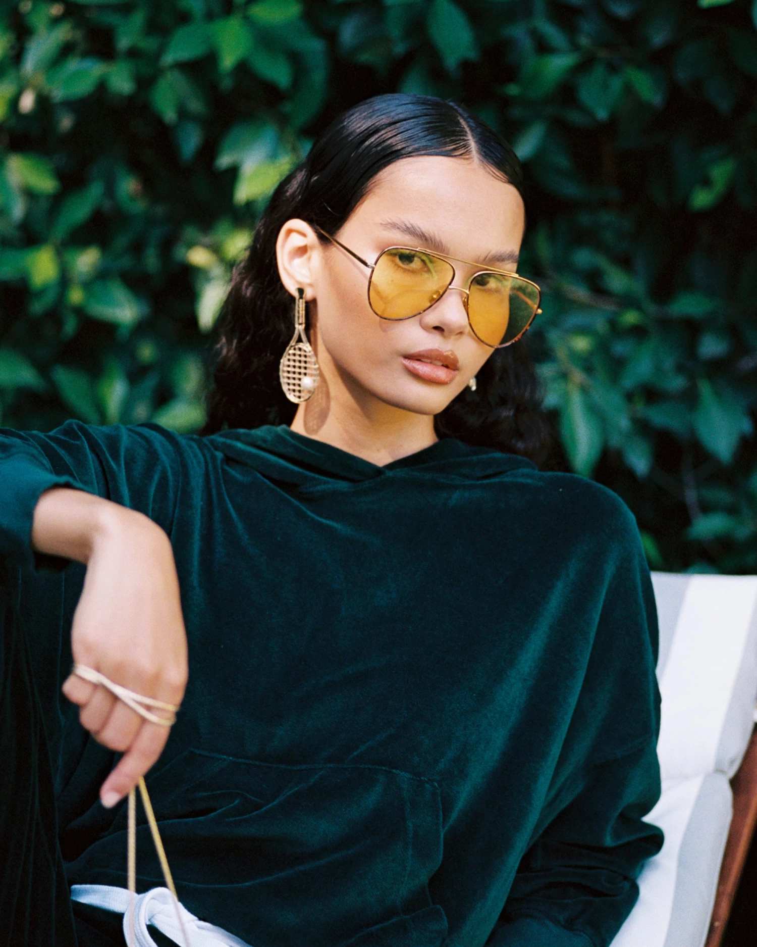 BOYS LIE X Green Velour Cropped Hoodie - Image 2